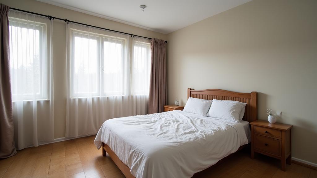 스타일링 전의 단조로운 침실