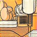 장인이 수공구로 가구를 제작하는 모습 아이콘