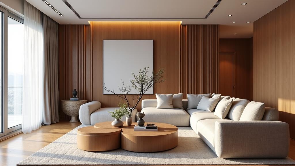 윤슬꽃 가구로 스타일링 후 따뜻하고 세련된 거실